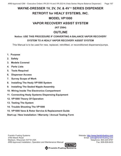 Wayne Vista Balance Dispenser Retrofit Franklin Fueling Systems