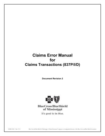 Claims Error Manual for - Blue Cross & Blue Shield of Mississippi