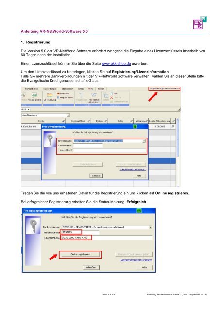 Kurzanleitung VR-NetWorld Software 5.0 - EKK