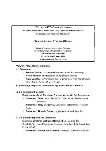 Vorwort und Zusammenfassung - Klaus-Heinrich-Standke.de