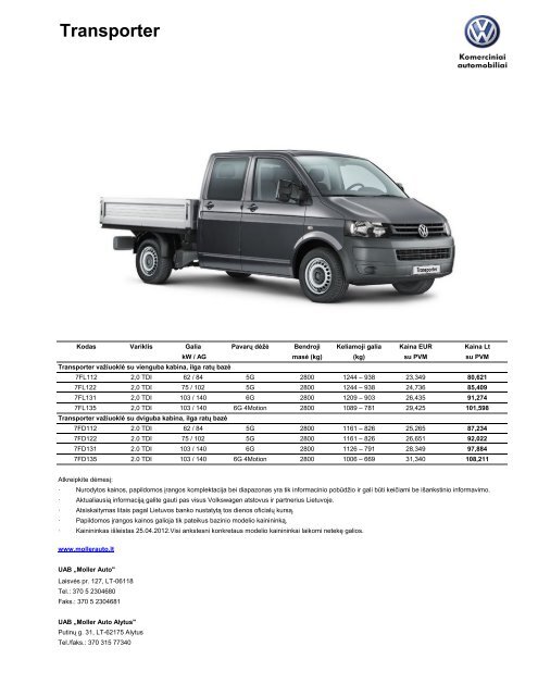 Transporter Chassis DoKa - Moller Auto Alytus