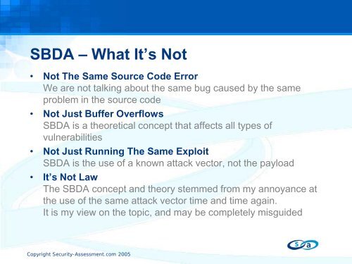 SBDA âsame bug, different appâ - Security Assessment