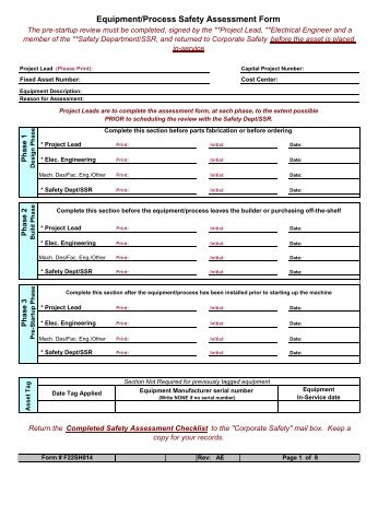 Equipment/Process Safety Assessment Form