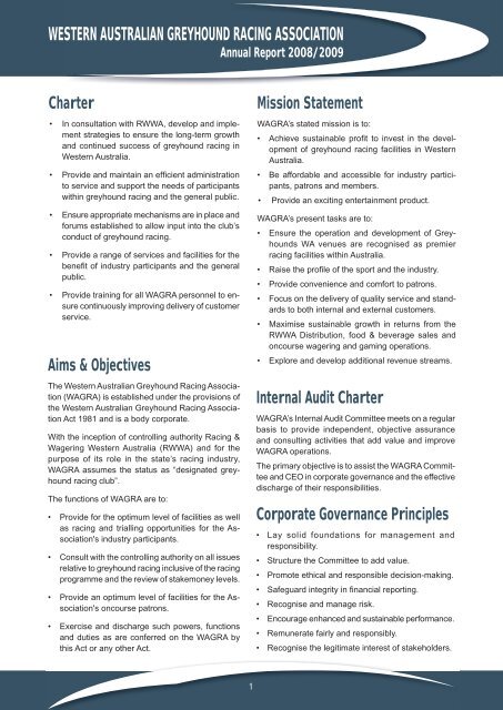 WAGRA Annual Report 2008-2009 - Greyhounds WA