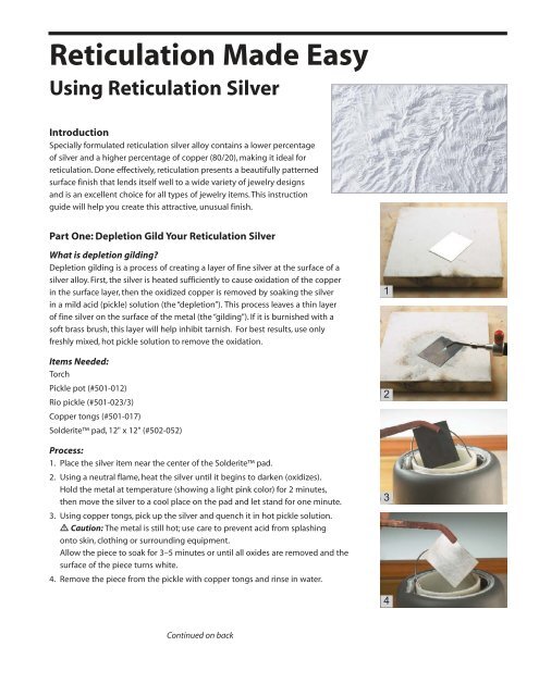 Using Reticulation Silver - Rio Grande