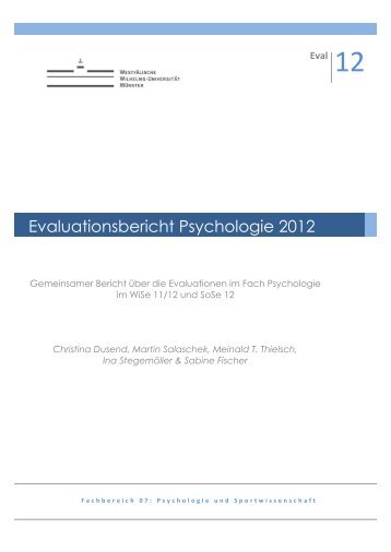 Evaluationsbericht Psychologie 2012 - WWU Münster - Psychologie ...