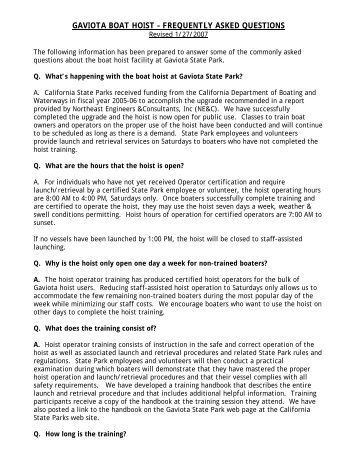 gaviota boat hoist â frequently asked questions - California State Parks