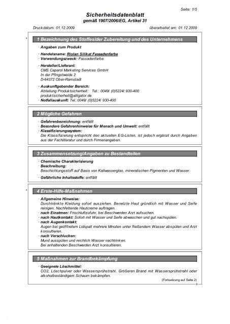 Sicherheitsdatenblatt [PDF - 34 KB]