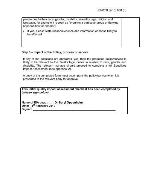 Trust Board Febuary 2010 - Sandwell & West Birmingham Hospitals