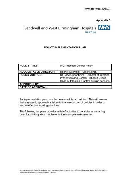 Trust Board Febuary 2010 - Sandwell & West Birmingham Hospitals