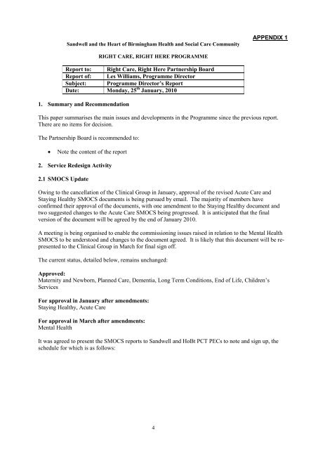 Trust Board Febuary 2010 - Sandwell & West Birmingham Hospitals