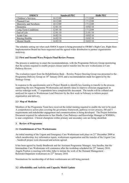 Trust Board Febuary 2010 - Sandwell & West Birmingham Hospitals