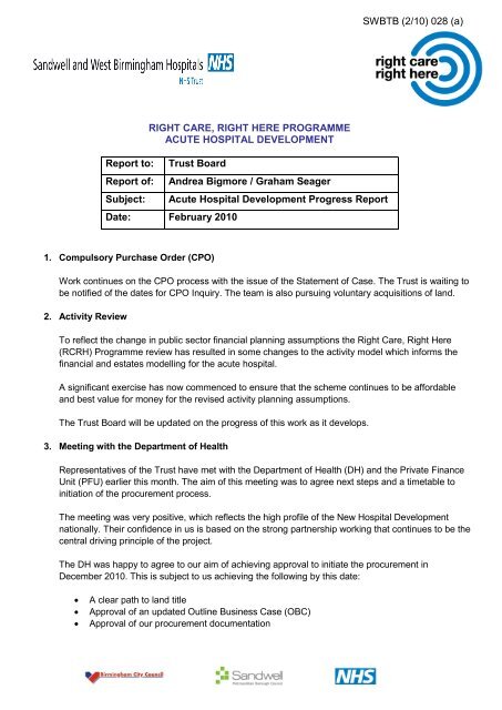 Trust Board Febuary 2010 - Sandwell & West Birmingham Hospitals