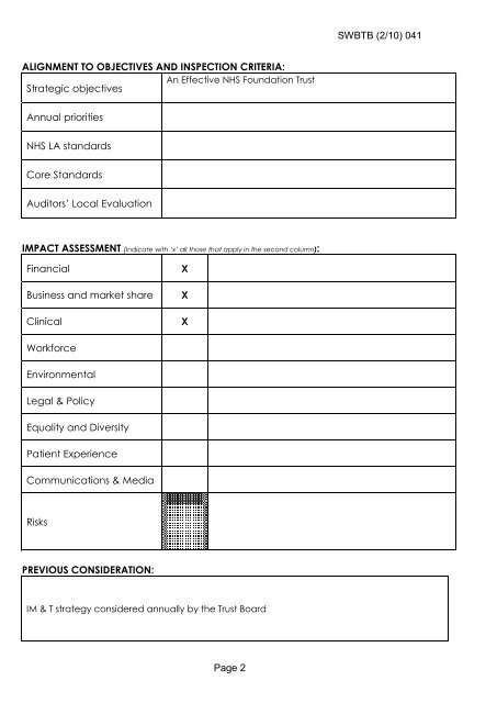 Trust Board Febuary 2010 - Sandwell & West Birmingham Hospitals