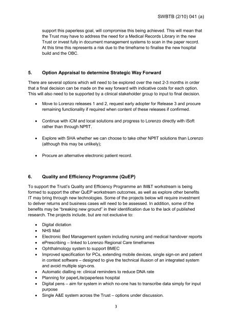 Trust Board Febuary 2010 - Sandwell & West Birmingham Hospitals