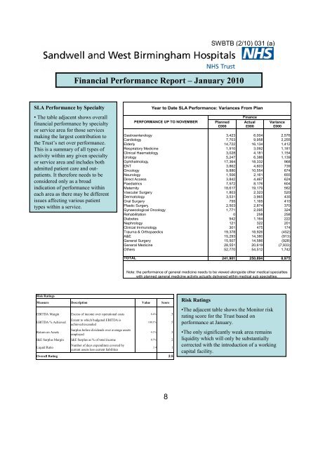 Trust Board Febuary 2010 - Sandwell & West Birmingham Hospitals