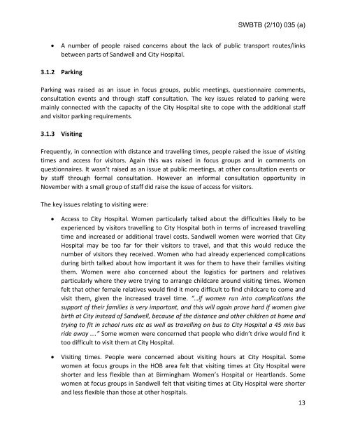 Trust Board Febuary 2010 - Sandwell & West Birmingham Hospitals