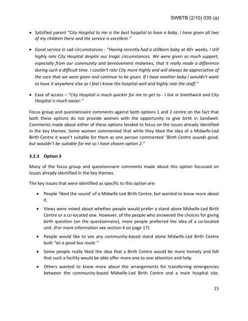 Trust Board Febuary 2010 - Sandwell & West Birmingham Hospitals