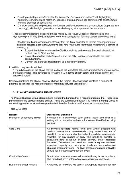 Trust Board Febuary 2010 - Sandwell & West Birmingham Hospitals