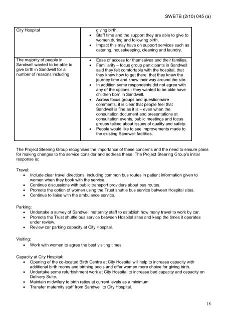 Trust Board Febuary 2010 - Sandwell & West Birmingham Hospitals