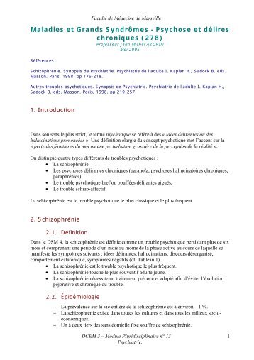 Maladies et Grands SyndrÃ´mes - Psychose et dÃ©lires chroniques (278)