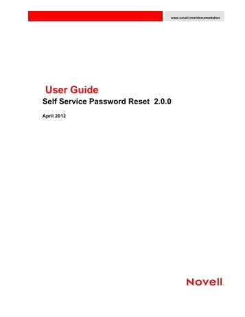 Novell Self Service Password Reset 2.0.0 User Guide - NetIQ