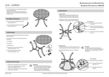 Aufbauanleitung für Gartentische, Aluminium Tischgestelle 100/130 ...