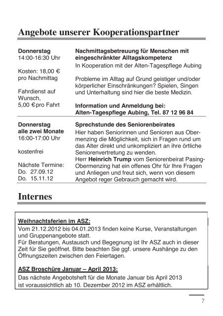 Angebote - Caritasverband der Erzdiözese München und Freising e.v.