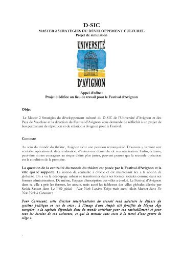 projet d' Â« Ã©difice du thÃ©Ã¢tre Â» Ã  Avignon (*.pdf) - UniversitÃ© d ...