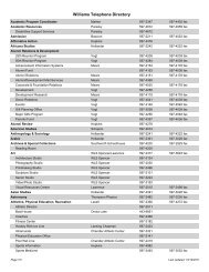 Williams Telephone Directory - Williams College