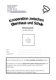 Kooperationsheft Eltern - Schule - Erasmus-Gymnasium