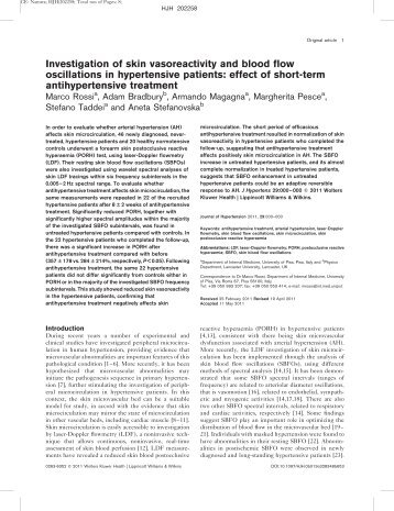 Investigation of skin vasoreactivity and blood flow oscillations in ...