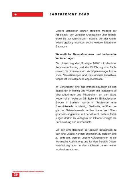 GESCHÃFTSBERICHT 2003 - Sparkasse Merzig-Wadern