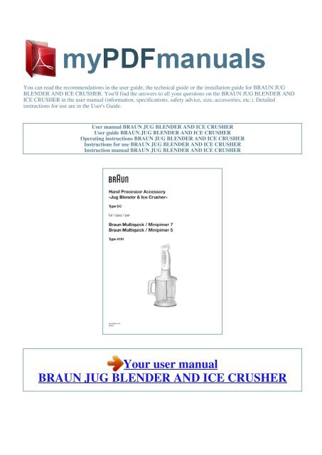 User manual BRAUN JUG BLENDER AND ICE CRUSHER - 1