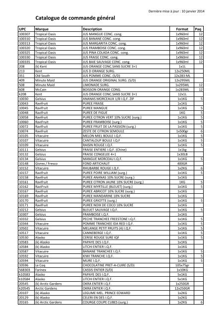 Catalogue de commande général