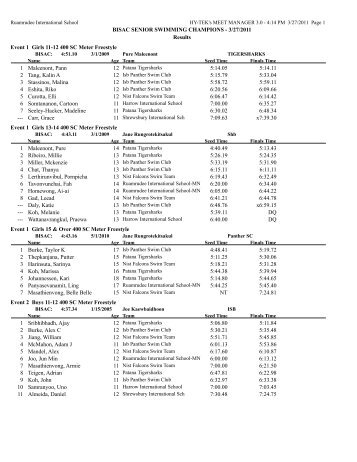 BISAC SENIOR SWIMMING CHAMPIONS - 3/27/2011 Results Event ...