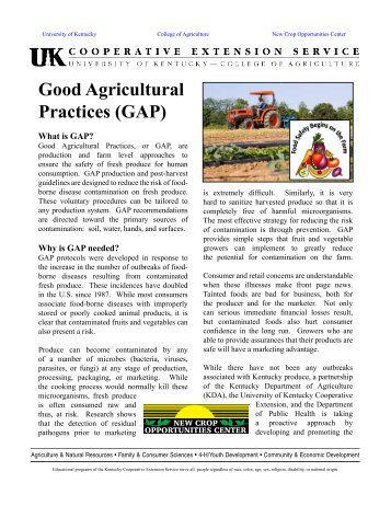 Good Agricultural Practices (GAP) - University of Kentucky