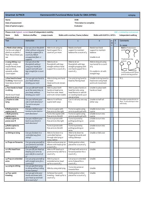 Hammersmith Functional Motor Scale Expanded Score Sheet - Infoupdate.org