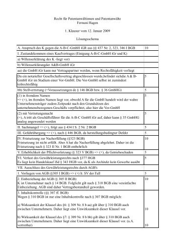 Recht fÃ¼r PatentanwÃ¤ltinnen und PatentanwÃ¤lte Fernuni Hagen 1 ...