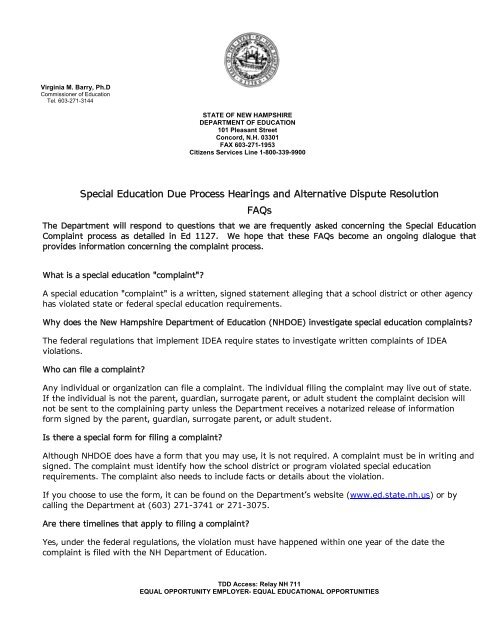 Special Education Due Process Hearings and  - Direction Service