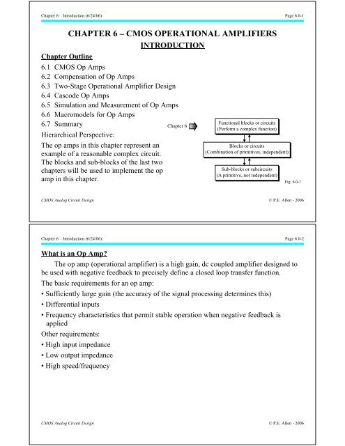chapter 6 Ã¢Â€Â“ cmos operational amplifiers - Analog IC Design.org