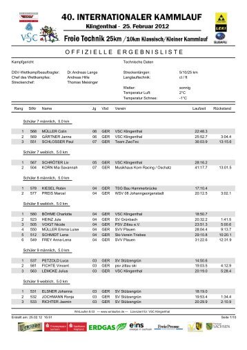 Kammlauf Klingenthal 2012 FT - Xc-Ski