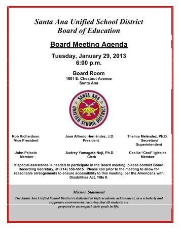 Agenda Packet - Santa Ana Unified School District