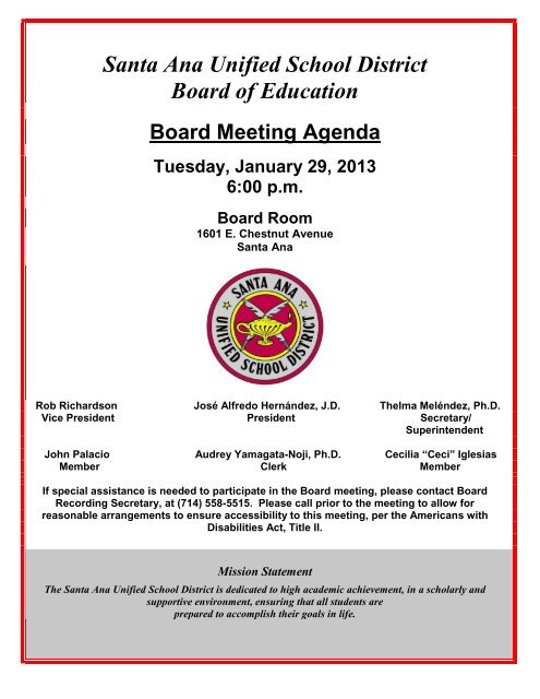 Agenda Packet - Santa Ana Unified School District