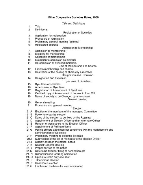 Bihar Cooperative Societies Rules, 1959 - Cooperative Department ...