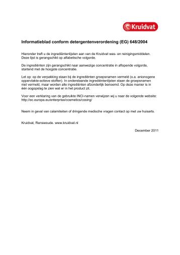 en reinigingsmiddelen conform detergentenverordening ... - Kruidvat