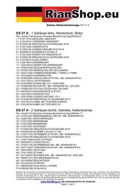 ES-37 A Dolmar_Elektrokettensaege.pdf - Rian Gartentechnik