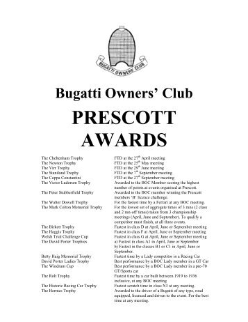 Club PRESCOTT AWARDS - Prescott Speed Hill Climb