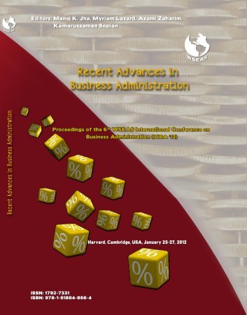 RECENT ADVANCES in BUSINESS ADMINISTRATION ... - Wseas.us