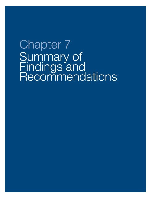 Chapter 7 Summary of Findings and Recommendations